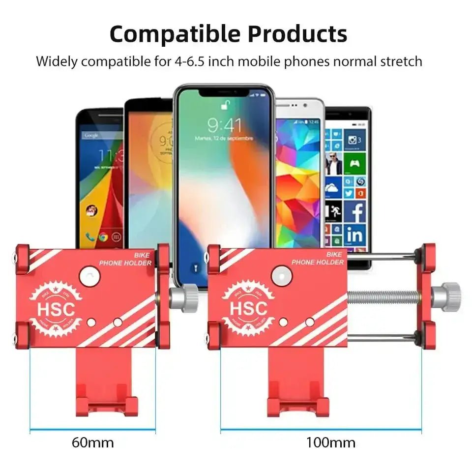 HSC Aluminium telefoonhouder fiets - GSM houder - universeel - telefoonhouder scooter & motor - Zwart - Hypebikes