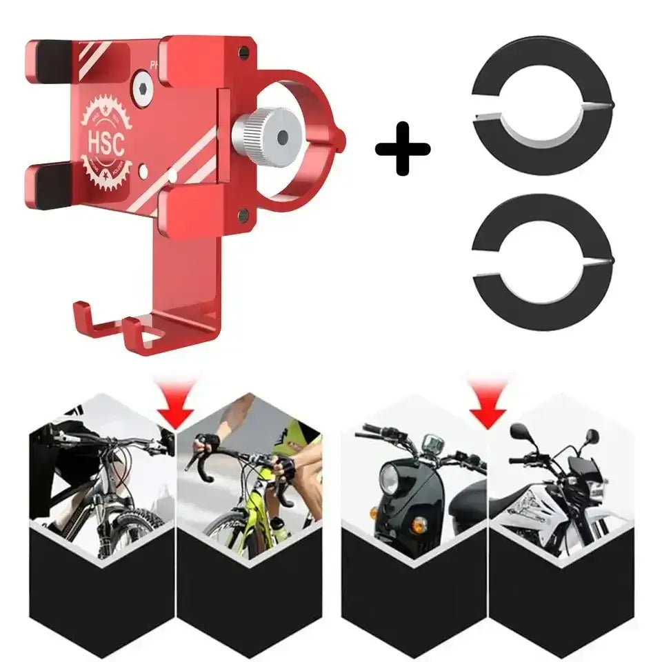 HSC Aluminium telefoonhouder fiets - GSM houder - universeel - telefoonhouder scooter & motor - Zwart