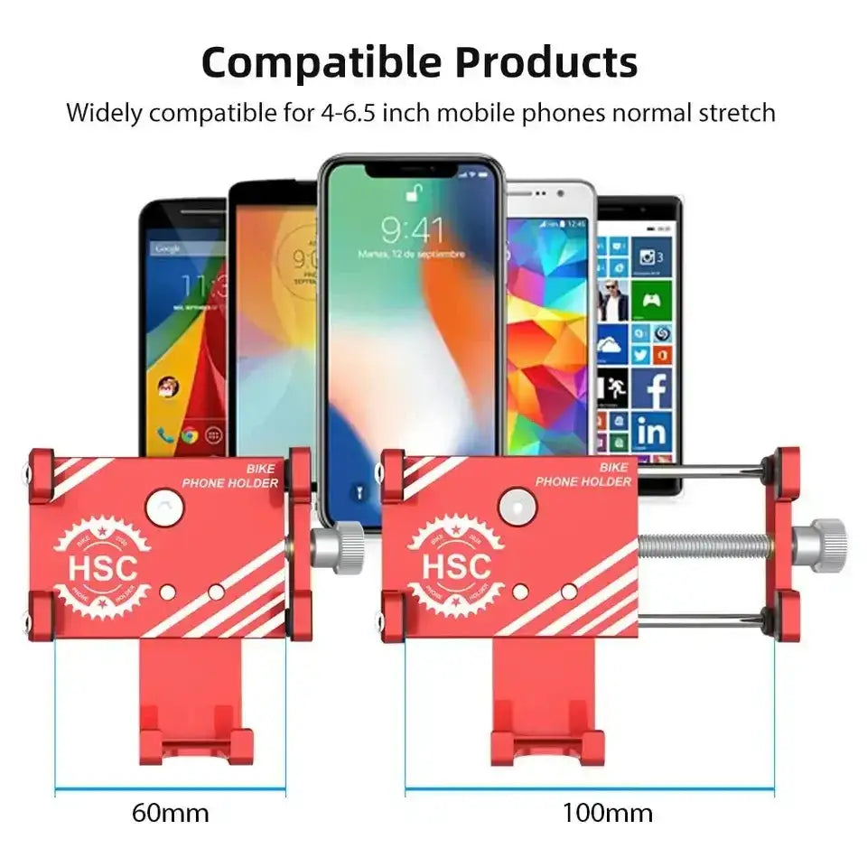 HSC Aluminium telefoonhouder fiets - GSM houder - universeel - telefoonhouder scooter & motor - Zwart