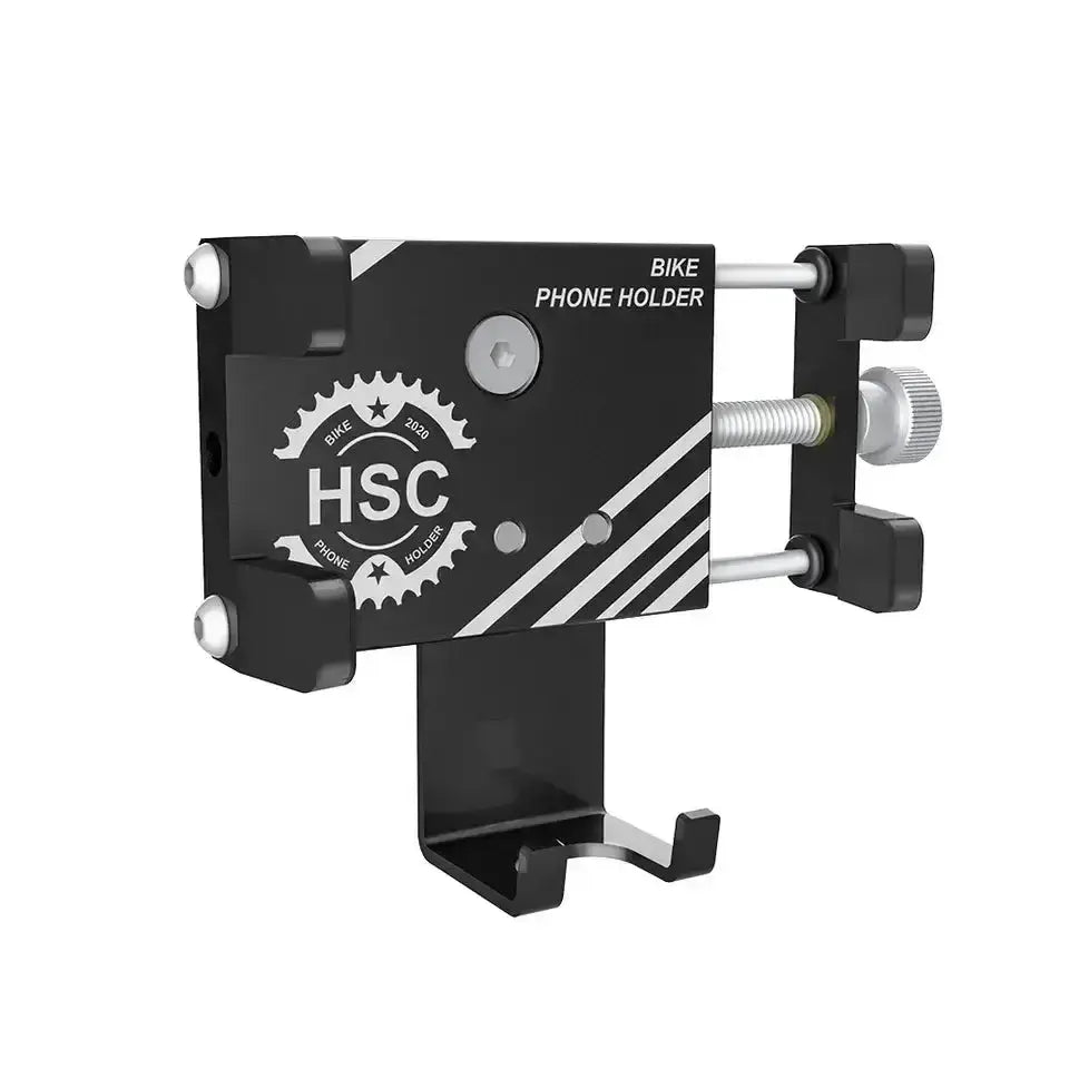 HSC Support de téléphone en aluminium pour vélo - Support de téléphone portable - Universel - Support de téléphone pour scooter - Noir